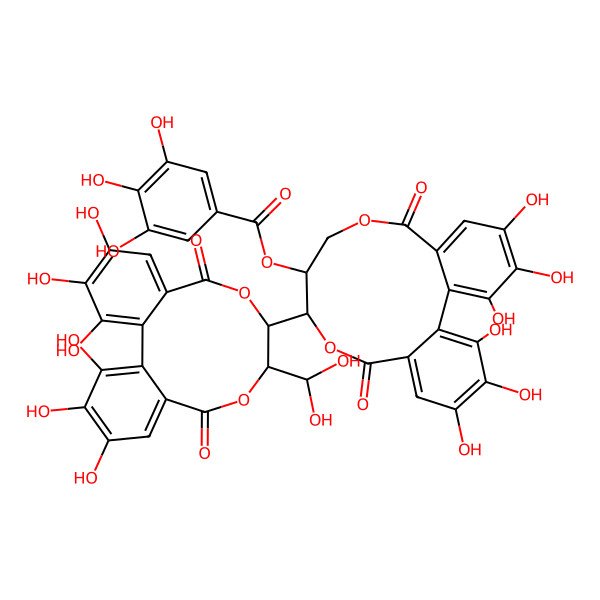 2D Structure of [10-[11-(Dihydroxymethyl)-3,4,5,16,17,18-hexahydroxy-8,13-dioxo-9,12-dioxatricyclo[12.4.0.02,7]octadeca-1(18),2,4,6,14,16-hexaen-10-yl]-3,4,5,17,18,19-hexahydroxy-8,14-dioxo-9,13-dioxatricyclo[13.4.0.02,7]nonadeca-1(19),2,4,6,15,17-hexaen-11-yl] 3,4,5-trihydroxybenzoate