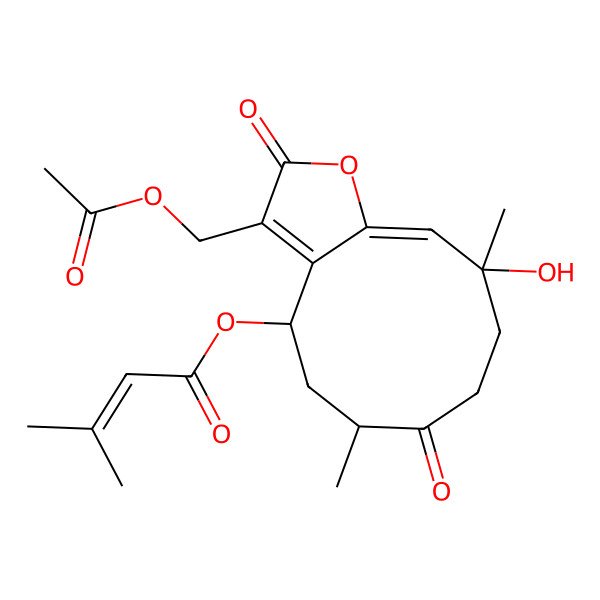 2D Structure of [(4R,6S,10R,11Z)-3-(acetyloxymethyl)-10-hydroxy-6,10-dimethyl-2,7-dioxo-5,6,8,9-tetrahydro-4H-cyclodeca[b]furan-4-yl] 3-methylbut-2-enoate