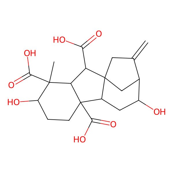 2D Structure of (1R,2S,3S,4S,5S,8R,9R,11R,12R)-5,11-dihydroxy-4-methyl-13-methylidenetetracyclo[10.2.1.01,9.03,8]pentadecane-2,4,8-tricarboxylic acid