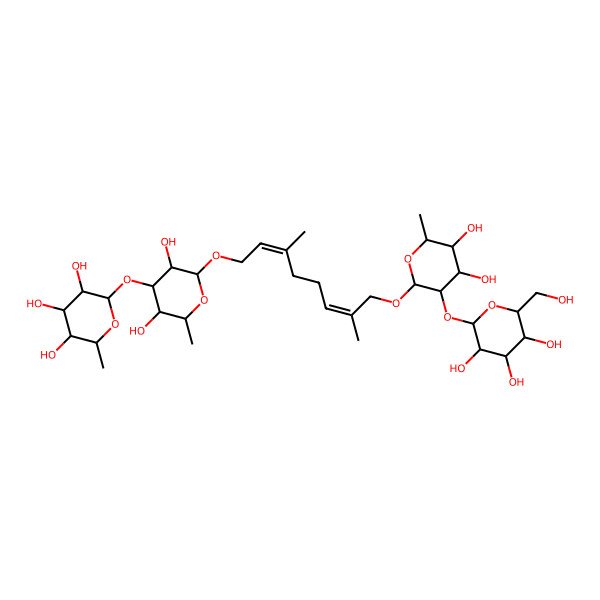 2D Structure of (2R,3R,4R,5R,6S)-2-[(2S,3R,4R,5S,6S)-2-[(2Z,6E)-8-[(2S,3R,4R,5R,6S)-4,5-dihydroxy-6-methyl-3-[(2S,3R,4S,5S,6R)-3,4,5-trihydroxy-6-(hydroxymethyl)oxan-2-yl]oxyoxan-2-yl]oxy-3,7-dimethylocta-2,6-dienoxy]-3,5-dihydroxy-6-methyloxan-4-yl]oxy-6-methyloxane-3,4,5-triol