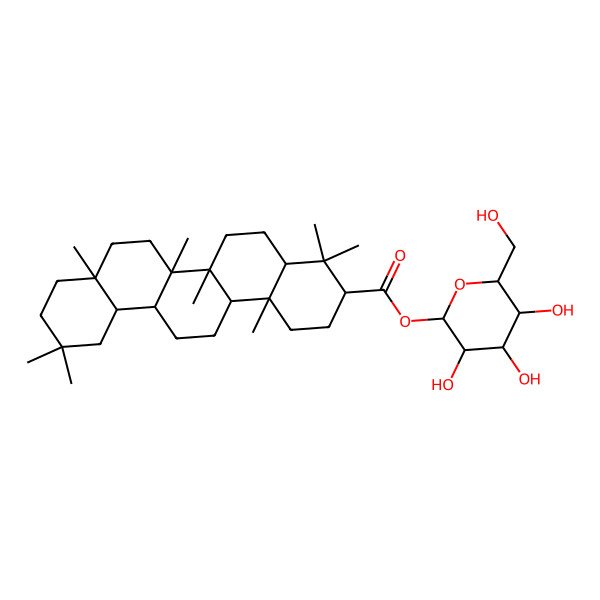 2D Structure of [3,4,5-Trihydroxy-6-(hydroxymethyl)oxan-2-yl] 4,4,6a,6b,8a,11,11,14b-octamethyl-1,2,3,4a,5,6,6a,7,8,9,10,12,12a,13,14,14a-hexadecahydropicene-3-carboxylate