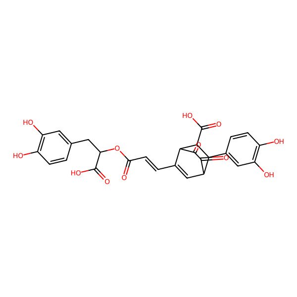 2D Structure of 6-[3-[1-Carboxy-2-(3,4-dihydroxyphenyl)ethoxy]-3-oxoprop-1-enyl]-3-(3,4-dihydroxyphenyl)-7,8-dioxobicyclo[2.2.2]oct-5-ene-2-carboxylic acid