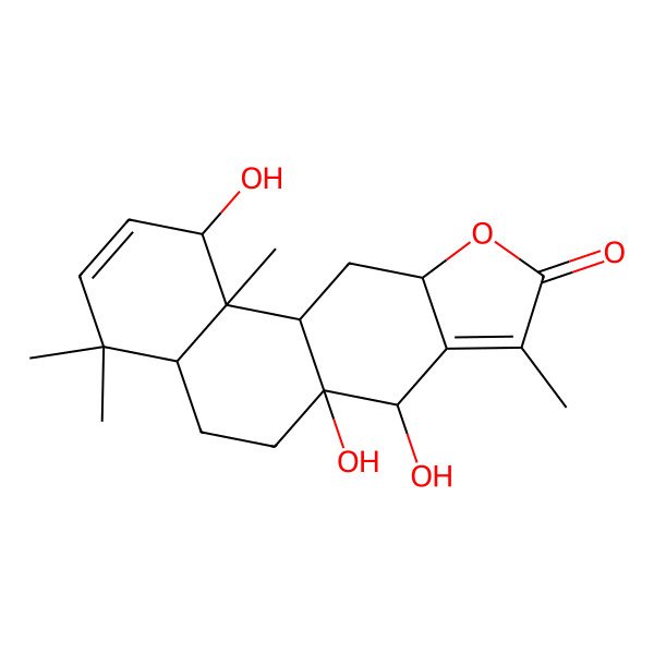 2D Structure of (1R,4aR,6aS,7S,10aR,11aS,11bR)-1,6a,7-trihydroxy-4,4,8,11b-tetramethyl-1,4a,5,6,7,10a,11,11a-octahydronaphtho[2,1-f][1]benzofuran-9-one