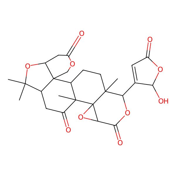 2D Structure of (1R,2R,7S,10R,13R,14R,20S)-19-(2-hydroxy-5-oxo-2H-furan-3-yl)-9,9,13,20-tetramethyl-4,8,15,18-tetraoxahexacyclo[11.9.0.02,7.02,10.014,16.014,20]docosane-5,12,17-trione