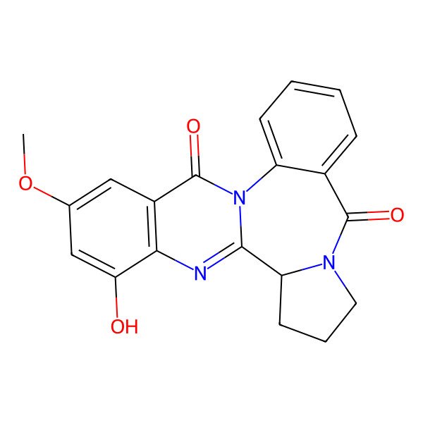 2D Structure of 20-Hydroxy-18-methoxy-6,14,22-triazapentacyclo[12.8.0.02,6.08,13.016,21]docosa-1(22),8,10,12,16(21),17,19-heptaene-7,15-dione