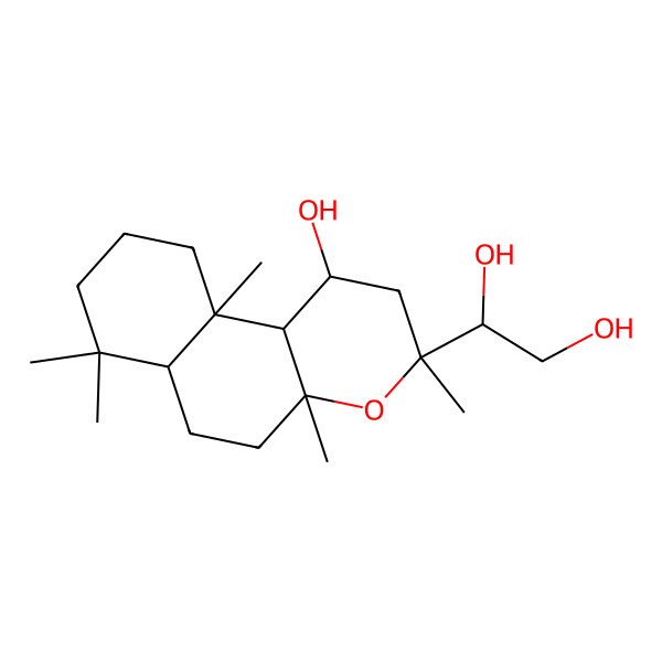 2D Structure of 1-[(1R,3S,4aR,6aS,10aS,10bS)-1-hydroxy-3,4a,7,7,10a-pentamethyl-2,5,6,6a,8,9,10,10b-octahydro-1H-benzo[f]chromen-3-yl]ethane-1,2-diol