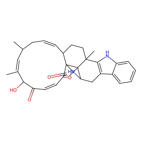 2D Structure of 6-Hydroxy-7,9,16,30-tetramethyl-18,28-diazahexacyclo[14.13.1.01,13.017,25.019,24.027,30]triaconta-3,7,11,17(25),19,21,23-heptaene-2,5,29-trione