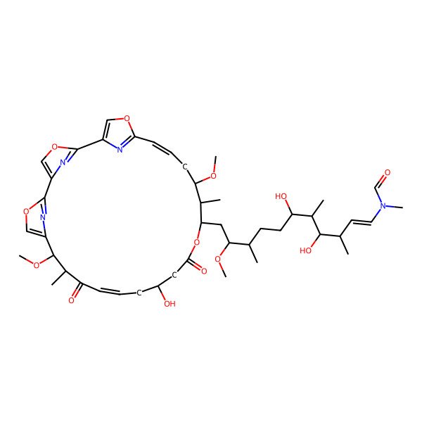 2D Structure of N-[4,6-dihydroxy-11-(16-hydroxy-10,22-dimethoxy-11,21-dimethyl-12,18-dioxo-3,7,19,27-tetraoxa-29,30,31-triazatetracyclo[24.2.1.12,5.16,9]hentriaconta-1(28),2(31),4,6(30),8,13,24,26(29)-octaen-20-yl)-10-methoxy-3,5,9-trimethylundec-1-enyl]-N-methylformamide