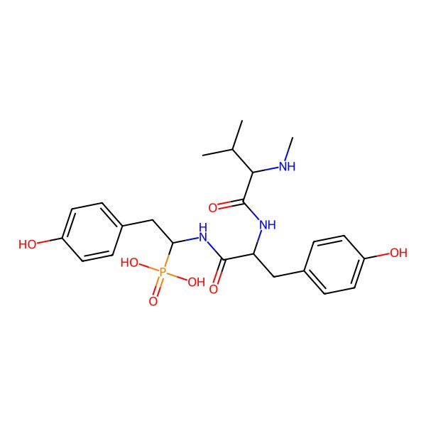 2D Structure of [2-(4-hydroxyphenyl)-1-[[(2S)-3-(4-hydroxyphenyl)-2-[[(2S)-3-methyl-2-(methylamino)butanoyl]amino]propanoyl]amino]ethyl]phosphonic acid