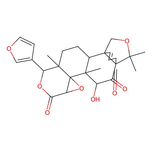 2D Structure of (1S,2R,5S,6S,9S,11R,12S,13R)-6-(furan-3-yl)-13-hydroxy-5,12,16,16-tetramethyl-7,10,17-trioxahexacyclo[13.3.3.01,15.02,12.05,11.09,11]henicos-19-ene-8,14,21-trione