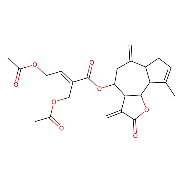 2D Structure of [(3aR,4R,6aR,9aR,9bR)-9-methyl-3,6-dimethylidene-2-oxo-4,5,6a,7,9a,9b-hexahydro-3aH-azuleno[4,5-b]furan-4-yl] (E)-4-acetyloxy-2-(acetyloxymethyl)but-2-enoate