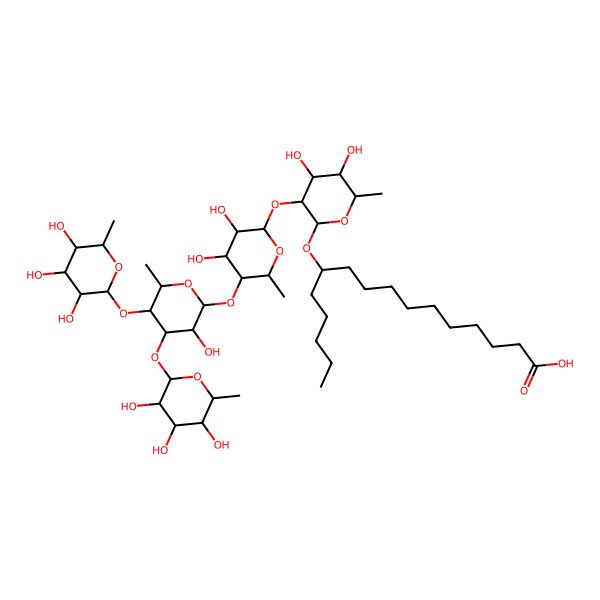 2D Structure of 11-[3-[3,4-Dihydroxy-5-[3-hydroxy-6-methyl-4,5-bis[(3,4,5-trihydroxy-6-methyloxan-2-yl)oxy]oxan-2-yl]oxy-6-methyloxan-2-yl]oxy-4,5-dihydroxy-6-methyloxan-2-yl]oxyhexadecanoic acid
