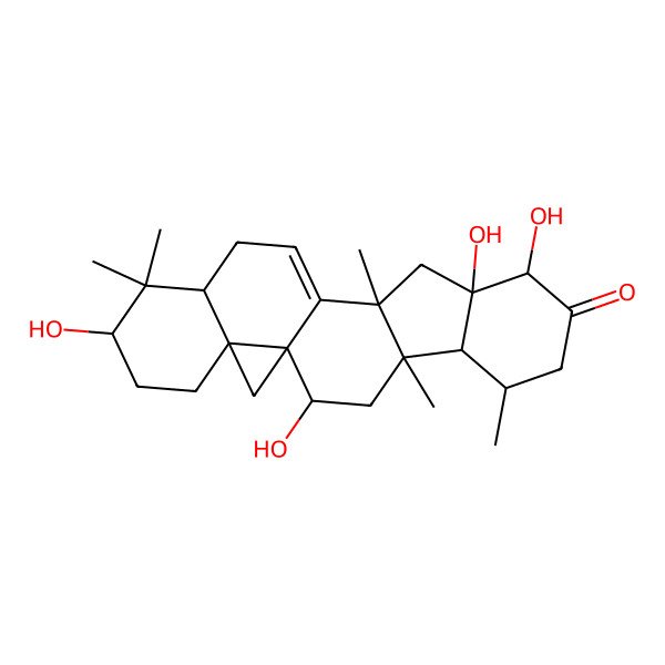 2D Structure of (1S,2S,4R,5R,6R,9R,10R,12R,16R,18S,21R)-2,9,10,18-tetrahydroxy-4,6,12,17,17-pentamethylhexacyclo[11.9.0.01,21.04,12.05,10.016,21]docos-13-en-8-one