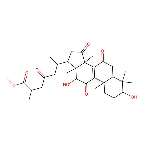 2D Structure of Methyl 6-(3,12-dihydroxy-4,4,10,13,14-pentamethyl-7,11,15-trioxo-1,2,3,5,6,12,16,17-octahydrocyclopenta[a]phenanthren-17-yl)-2-methyl-4-oxoheptanoate