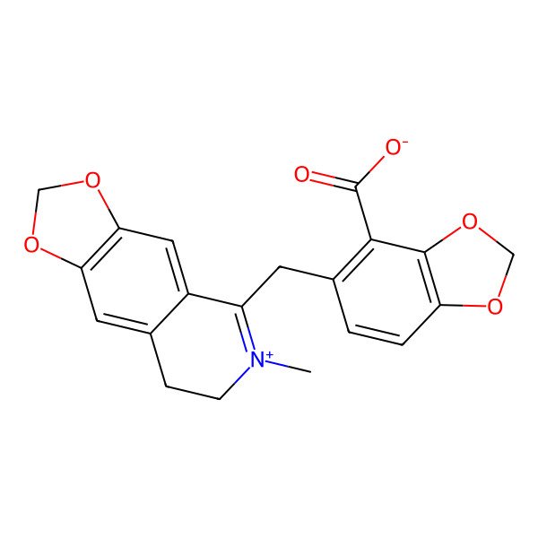 2D Structure of 5-[(6-Methyl-7,8-dihydro-[1,3]dioxolo[4,5-g]isoquinolin-6-ium-5-yl)methyl]-1,3-benzodioxole-4-carboxylate
