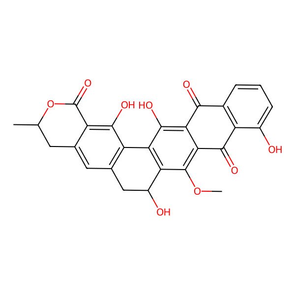 2D Structure of (13R)-3,13,19,26-tetrahydroxy-15-methoxy-7-methyl-6-oxahexacyclo[12.12.0.02,11.04,9.016,25.018,23]hexacosa-1(14),2(11),3,9,15,18(23),19,21,25-nonaene-5,17,24-trione