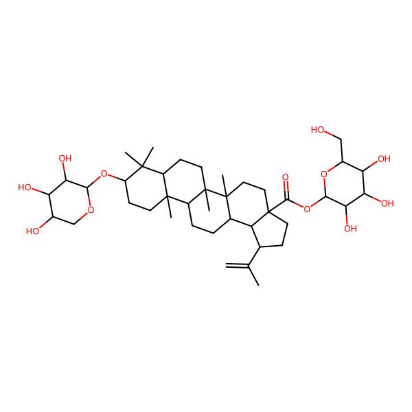 2D Structure of [3,4,5-Trihydroxy-6-(hydroxymethyl)oxan-2-yl] 5a,5b,8,8,11a-pentamethyl-1-prop-1-en-2-yl-9-(3,4,5-trihydroxyoxan-2-yl)oxy-1,2,3,4,5,6,7,7a,9,10,11,11b,12,13,13a,13b-hexadecahydrocyclopenta[a]chrysene-3a-carboxylate