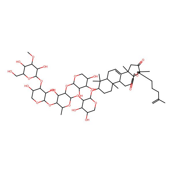 2D Structure of 16-[3-[5-[4-[3,5-Dihydroxy-6-(hydroxymethyl)-4-methoxyoxan-2-yl]oxy-3,5-dihydroxyoxan-2-yl]oxy-4-hydroxy-6-methyl-3-(3,4,5-trihydroxyoxan-2-yl)oxyoxan-2-yl]oxy-4,5-dihydroxyoxan-2-yl]oxy-2,6,13,17,17-pentamethyl-6-(4-methylpent-4-enyl)-7-oxapentacyclo[10.8.0.02,9.05,9.013,18]icos-1(20)-ene-4,8-dione