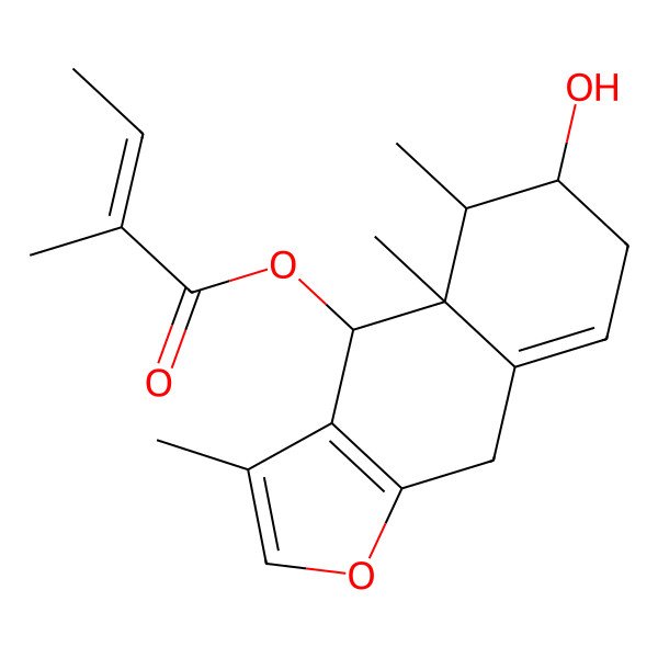 2D Structure of [(4S,4aR,5R,6S)-6-hydroxy-3,4a,5-trimethyl-5,6,7,9-tetrahydro-4H-benzo[f][1]benzofuran-4-yl] (E)-2-methylbut-2-enoate