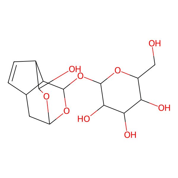 2D Structure of (2S,3R,4S,5S,6R)-2-[[(1S,3S,7S,8S,9S)-3-hydroxy-2,10-dioxatricyclo[5.3.1.04,8]undec-5-en-9-yl]oxy]-6-(hydroxymethyl)oxane-3,4,5-triol
