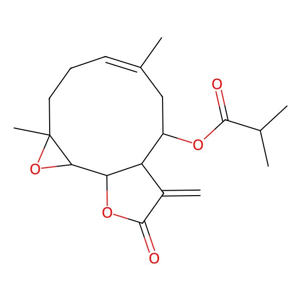 2D Structure of (4,8-Dimethyl-12-methylidene-13-oxo-3,14-dioxatricyclo[9.3.0.02,4]tetradec-7-en-10-yl) 2-methylpropanoate