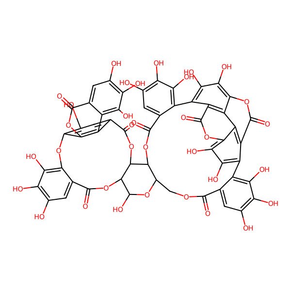 2D Structure of 4,5,6,12,20,21,22,25,26,37,38,41,42,43,55,56,57,63-Octadecahydroxy-2,10,13,16,28,35,47,50,61-nonaoxatridecacyclo[50.10.2.03,8.011,49.014,48.018,23.024,33.027,32.030,39.031,36.040,45.053,62.054,59]tetrahexaconta-1(63),3,5,7,18,20,22,24,26,30,32,36,38,40,42,44,52(64),53(62),54,56,58-henicosaene-9,17,29,34,46,51,60-heptone