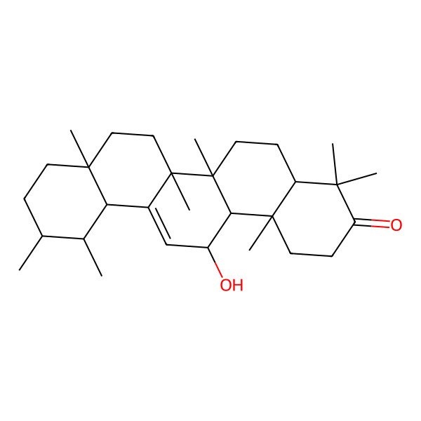 2D Structure of (4aR,6aR,6bS,8aR,11R,12S,12aR,14R,14aR,14bS)-14-hydroxy-4,4,6a,6b,8a,11,12,14b-octamethyl-1,2,4a,5,6,7,8,9,10,11,12,12a,14,14a-tetradecahydropicen-3-one