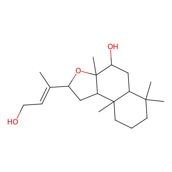 2D Structure of (2S,3aS,4S,5aS,9aS,9bR)-2-[(E)-4-hydroxybut-2-en-2-yl]-3a,6,6,9a-tetramethyl-2,4,5,5a,7,8,9,9b-octahydro-1H-benzo[e][1]benzofuran-4-ol
