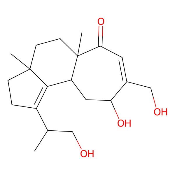 2D Structure of 9-hydroxy-8-(hydroxymethyl)-1-(1-hydroxypropan-2-yl)-3a,5a-dimethyl-3,4,5,9,10,10a-hexahydro-2H-cyclohepta[e]inden-6-one