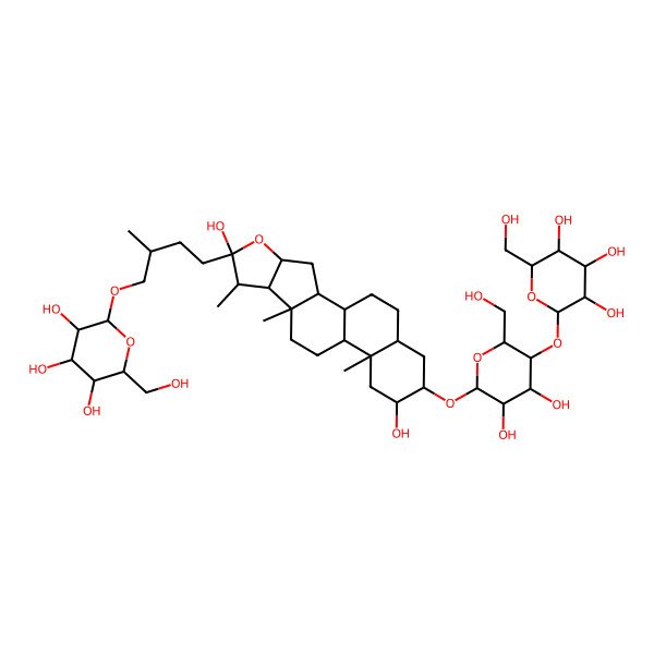 2D Structure of (2R,3R,4S,5S,6R)-2-[(2S)-4-[(1R,2S,4S,6R,7S,8R,9S,12S,13S,15R,16R,18S)-16-[(2R,3R,4R,5R,6R)-3,4-dihydroxy-6-(hydroxymethyl)-5-[(2S,3R,4S,5S,6R)-3,4,5-trihydroxy-6-(hydroxymethyl)oxan-2-yl]oxyoxan-2-yl]oxy-6,15-dihydroxy-7,9,13-trimethyl-5-oxapentacyclo[10.8.0.02,9.04,8.013,18]icosan-6-yl]-2-methylbutoxy]-6-(hydroxymethyl)oxane-3,4,5-triol