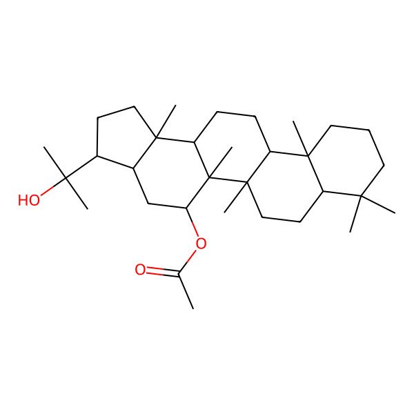 2D Structure of [(3S,3aS,5S,5aR,5bR,7aS,11aS,11bR,13aR,13bS)-3-(2-hydroxypropan-2-yl)-5a,5b,8,8,11a,13b-hexamethyl-1,2,3,3a,4,5,6,7,7a,9,10,11,11b,12,13,13a-hexadecahydrocyclopenta[a]chrysen-5-yl] acetate