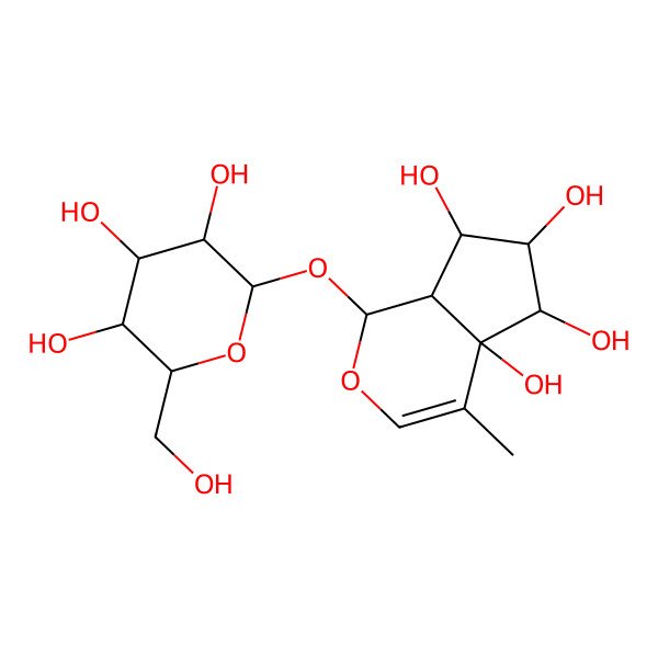 2D Structure of 4-methyl-1-[3,4,5-trihydroxy-6-(hydroxymethyl)oxan-2-yl]oxy-5,6,7,7a-tetrahydro-1H-cyclopenta[c]pyran-4a,5,6,7-tetrol