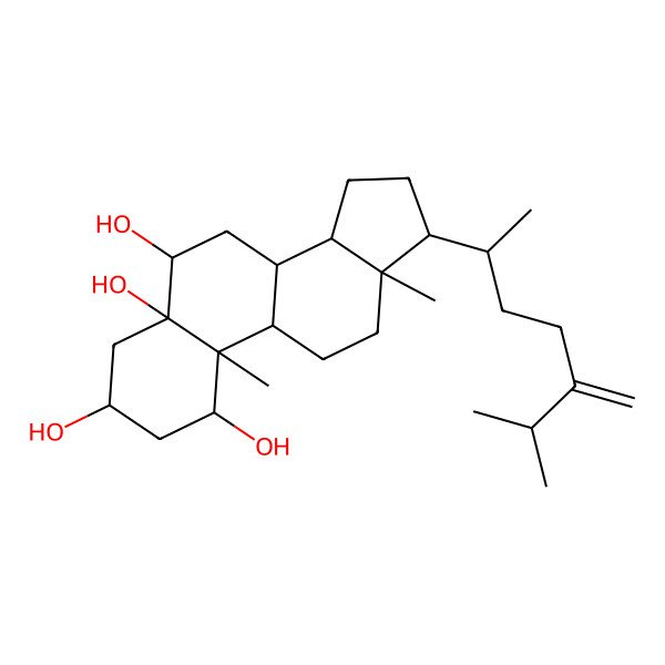 2D Structure of 10,13-Dimethyl-17-(6-methyl-5-methylideneheptan-2-yl)-1,2,3,4,6,7,8,9,11,12,14,15,16,17-tetradecahydrocyclopenta[a]phenanthrene-1,3,5,6-tetrol