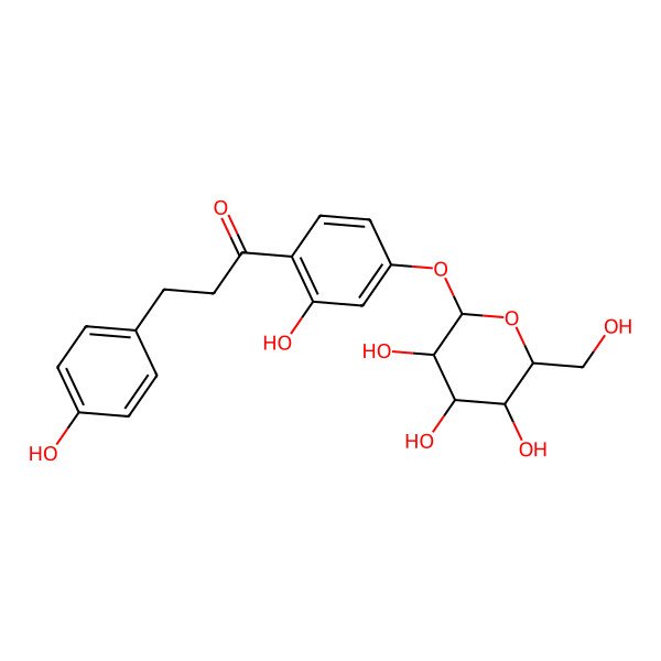 2D Structure of 3-(4-hydroxyphenyl)-1-[2-hydroxy-4-[(2S,3R,4S,5S,6S)-3,4,5-trihydroxy-6-(hydroxymethyl)oxan-2-yl]oxyphenyl]propan-1-one