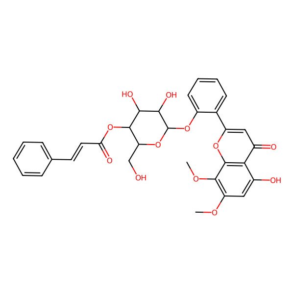 2D Structure of [4,5-Dihydroxy-6-[2-(5-hydroxy-7,8-dimethoxy-4-oxochromen-2-yl)phenoxy]-2-(hydroxymethyl)oxan-3-yl] 3-phenylprop-2-enoate