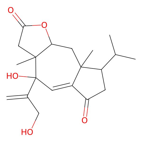 2D Structure of 4-hydroxy-4-(3-hydroxyprop-1-en-2-yl)-3a,8a-dimethyl-8-propan-2-yl-7,8,9,9a-tetrahydro-3H-azuleno[5,6-b]furan-2,6-dione