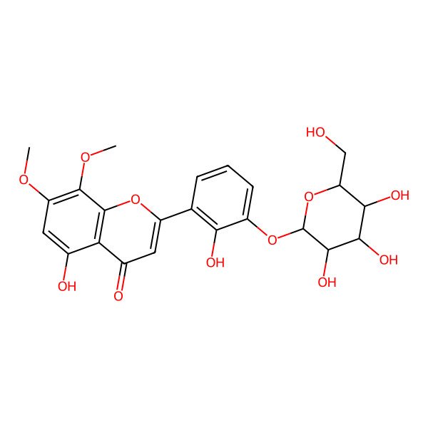2D Structure of 5-Hydroxy-2-[2-hydroxy-3-[3,4,5-trihydroxy-6-(hydroxymethyl)oxan-2-yl]oxyphenyl]-7,8-dimethoxychromen-4-one