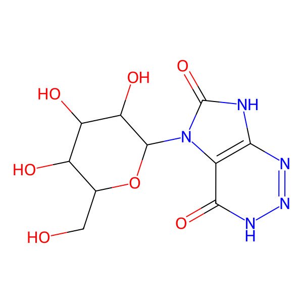 2D Structure of 5-[(2S,3S,4R,5R)-3,4,5-trihydroxy-6-(hydroxymethyl)oxan-2-yl]-3,7-dihydroimidazo[4,5-d]triazine-4,6-dione
