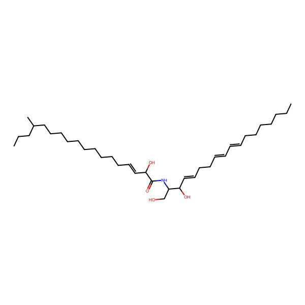 2D Structure of (E,2R,15R)-N-[(2S,3R,4E,8E,10E)-1,3-dihydroxyoctadeca-4,8,10-trien-2-yl]-2-hydroxy-15-methyloctadec-3-enamide
