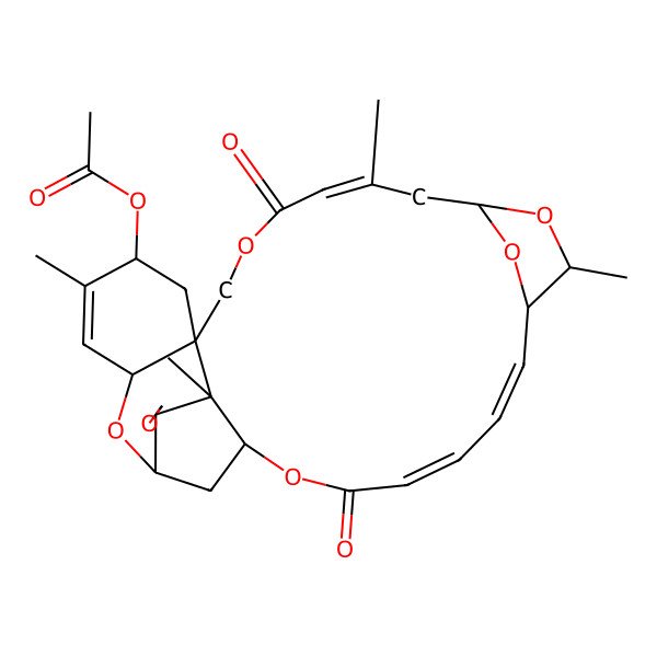 2D Structure of (5,13,17,26-Tetramethyl-11,23-dioxospiro[2,10,16,24,29-pentaoxapentacyclo[23.2.1.115,18.03,8.08,26]nonacosa-4,12,19,21-tetraene-27,2'-oxirane]-6-yl) acetate