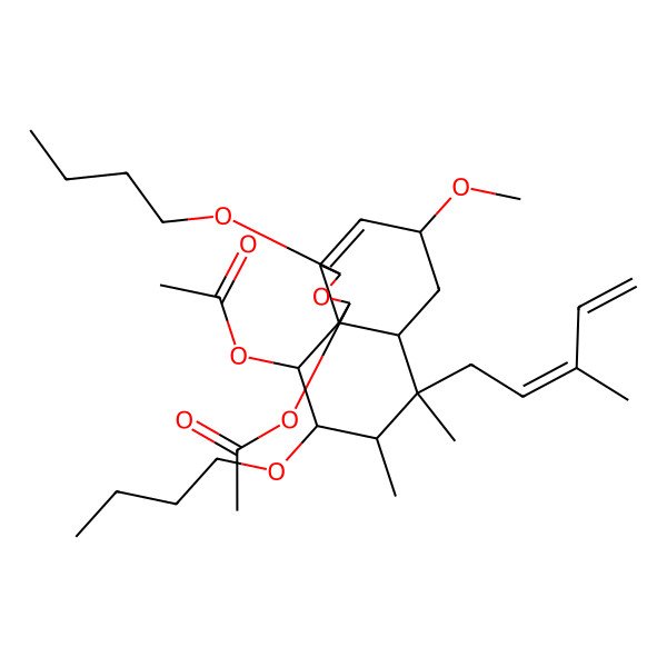 2D Structure of [(1S,3R,5R,6aS,7S,8S,9R,10R,10aS)-1-acetyloxy-3,9-dibutoxy-5-methoxy-7,8-dimethyl-7-[(2E)-3-methylpenta-2,4-dienyl]-1,3,5,6,6a,8,9,10-octahydrobenzo[d][2]benzofuran-10-yl] acetate