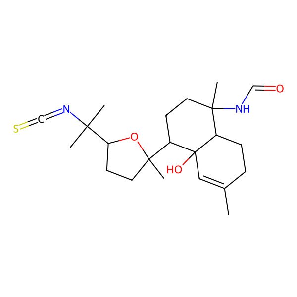 2D Structure of N-[4a-hydroxy-4-[5-(2-isothiocyanatopropan-2-yl)-2-methyloxolan-2-yl]-1,6-dimethyl-2,3,4,7,8,8a-hexahydronaphthalen-1-yl]formamide