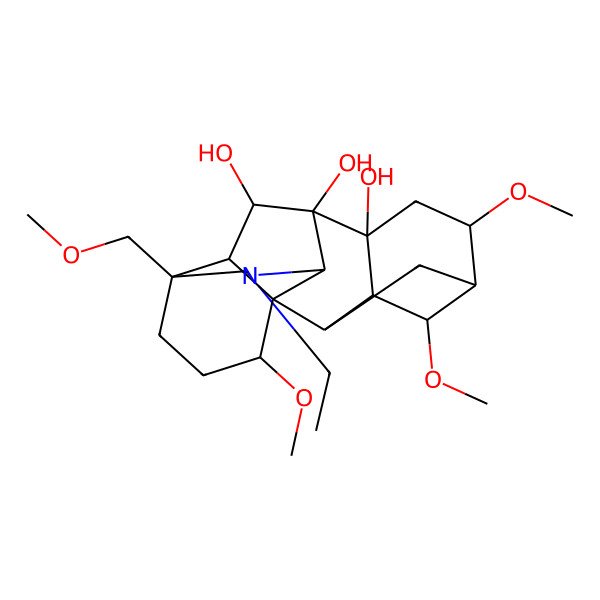 2D Structure of (1S,2R,3R,4S,5R,6S,8R,9S,10S,13S,16S,17R,18S)-11-ethyl-4,6,16-trimethoxy-13-(methoxymethyl)-11-azahexacyclo[7.7.2.12,5.01,10.03,8.013,17]nonadecane-8,9,18-triol