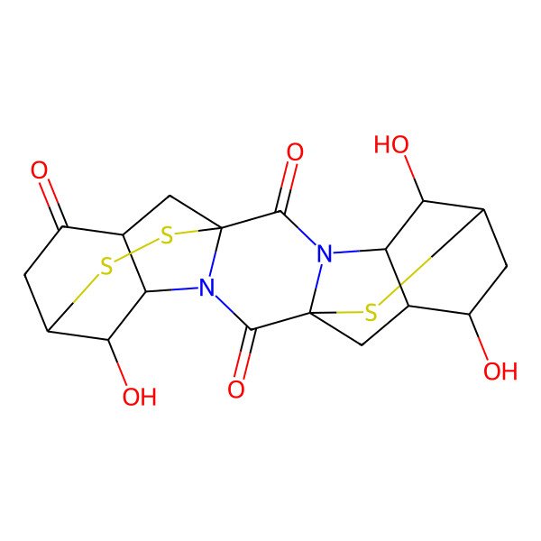 2D Structure of (1R,4S,5R,6R,8R,9R,11R,14S,15R,16R,19R)-5,8,15-trihydroxy-21,22,23-trithia-3,13-diazaheptacyclo[14.4.2.16,11.01,13.03,11.04,9.014,19]tricosane-2,12,18-trione