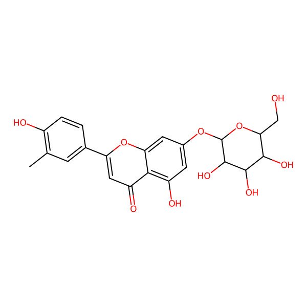 2D Structure of 5-hydroxy-2-(4-hydroxy-3-methylphenyl)-7-[(2S,3R,4S,5S,6R)-3,4,5-trihydroxy-6-(hydroxymethyl)oxan-2-yl]oxychromen-4-one