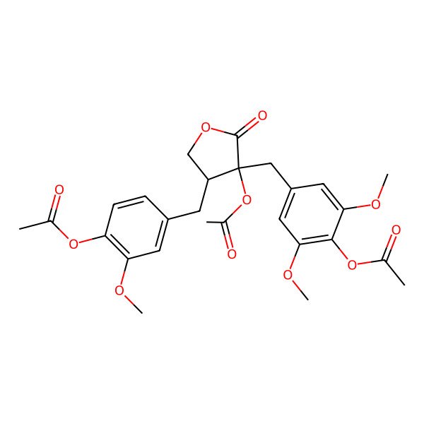 2D Structure of [4-[[(3S,4S)-4-acetyloxy-4-[(4-acetyloxy-3,5-dimethoxyphenyl)methyl]-5-oxooxolan-3-yl]methyl]-2-methoxyphenyl] acetate