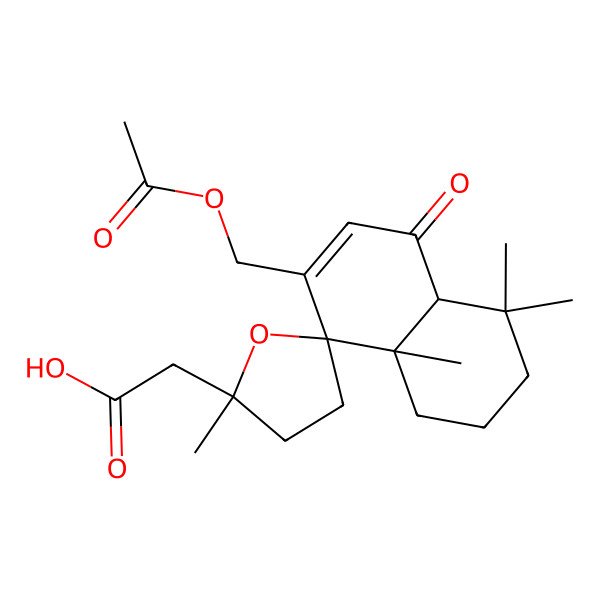 2D Structure of 2-[7-(Acetyloxymethyl)-2',4,4,8a-tetramethyl-5-oxospiro[1,2,3,4a-tetrahydronaphthalene-8,5'-oxolane]-2'-yl]acetic acid