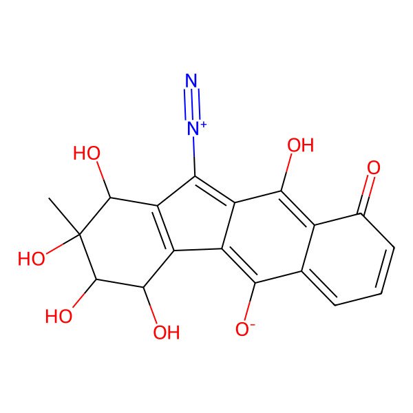 2D Structure of (1R,2S,3R,4S)-11-diazonio-1,2,3,4,10-pentahydroxy-2-methyl-9-oxo-3,4-dihydro-1H-benzo[b]fluoren-5-olate