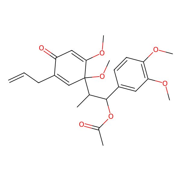 2D Structure of [(1R,2R)-2-[(1S)-1,2-dimethoxy-4-oxo-5-prop-2-enylcyclohexa-2,5-dien-1-yl]-1-(3,4-dimethoxyphenyl)propyl] acetate