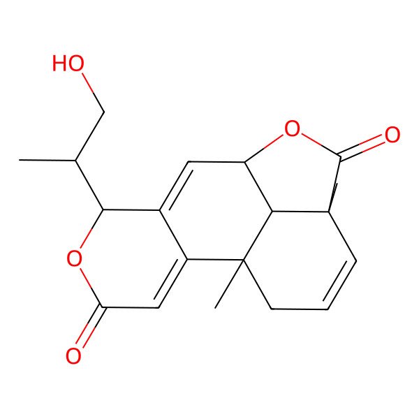 2D Structure of 6-(1-Hydroxypropan-2-yl)-1,12-dimethyl-5,10-dioxatetracyclo[7.6.1.02,7.012,16]hexadeca-2,7,13-triene-4,11-dione